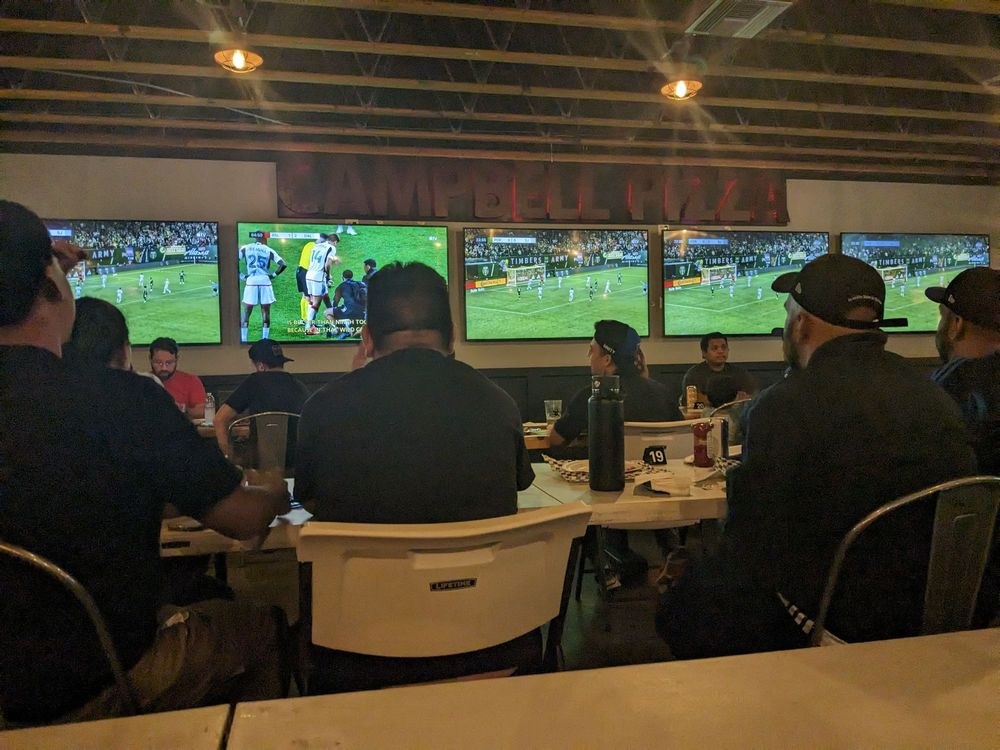 Soccer match on the big screens